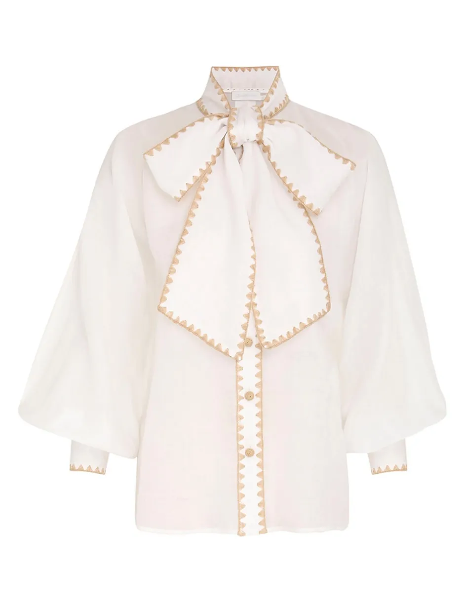 Discount ZIMMERMANN Devi Tie Neck Blouse