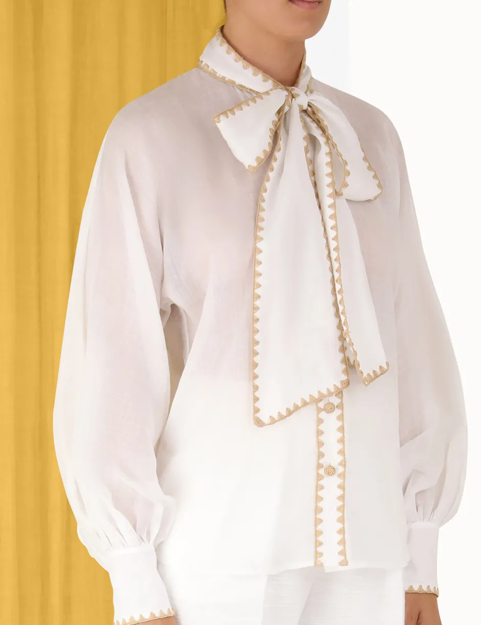 Discount ZIMMERMANN Devi Tie Neck Blouse