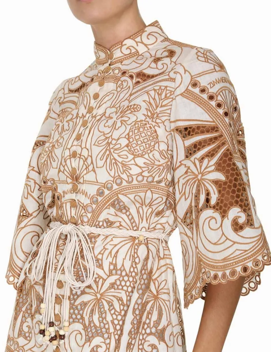Hot ZIMMERMANN Ginger Embroidered Shirt Dress