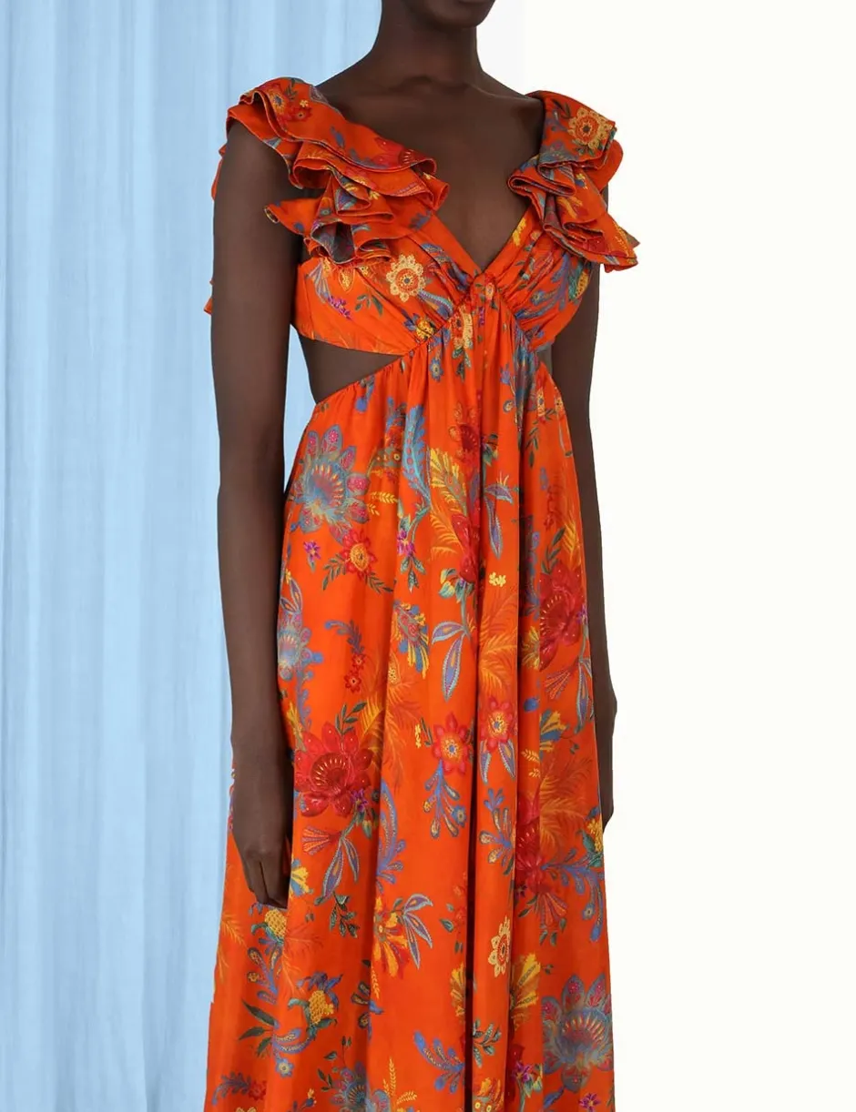 New ZIMMERMANN Ginger Frill Midi Dress