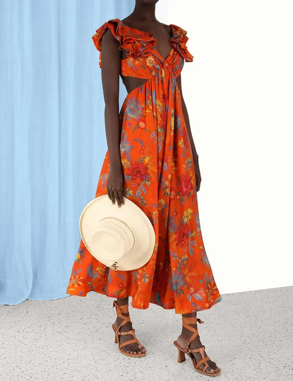 New ZIMMERMANN Ginger Frill Midi Dress