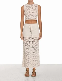 Best ZIMMERMANN Ginger Hand Crochet Midi Skirt