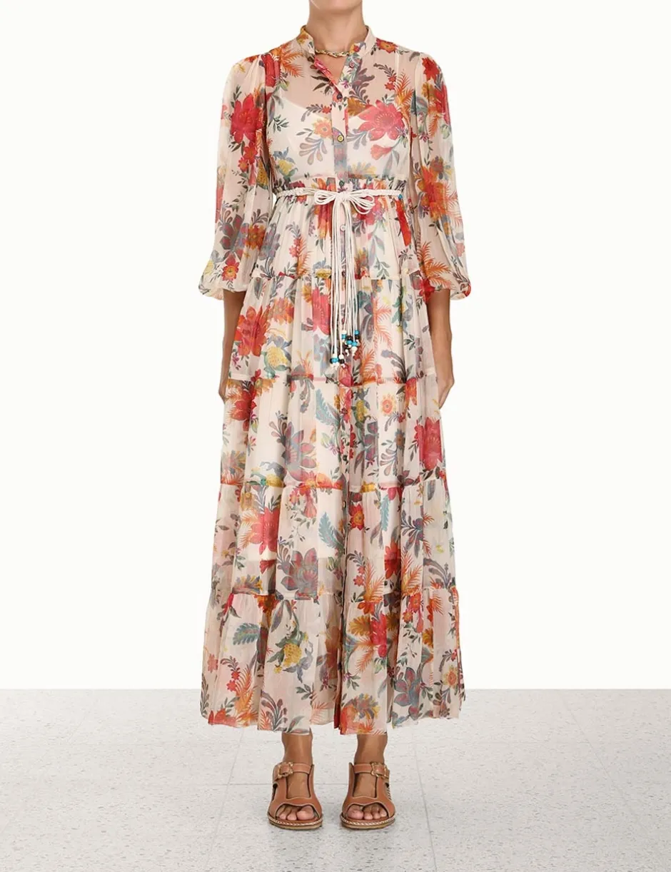 New ZIMMERMANN Ginger Tiered Midi Dress