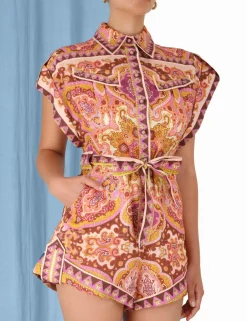 ZIMMERMANN Halcyon Cuffed Playsuit