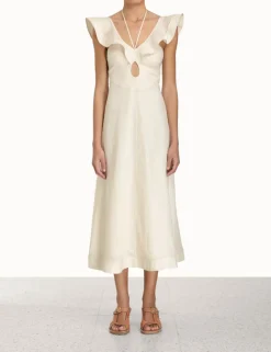 New ZIMMERMANN Halcyon Flutter Midi Dress