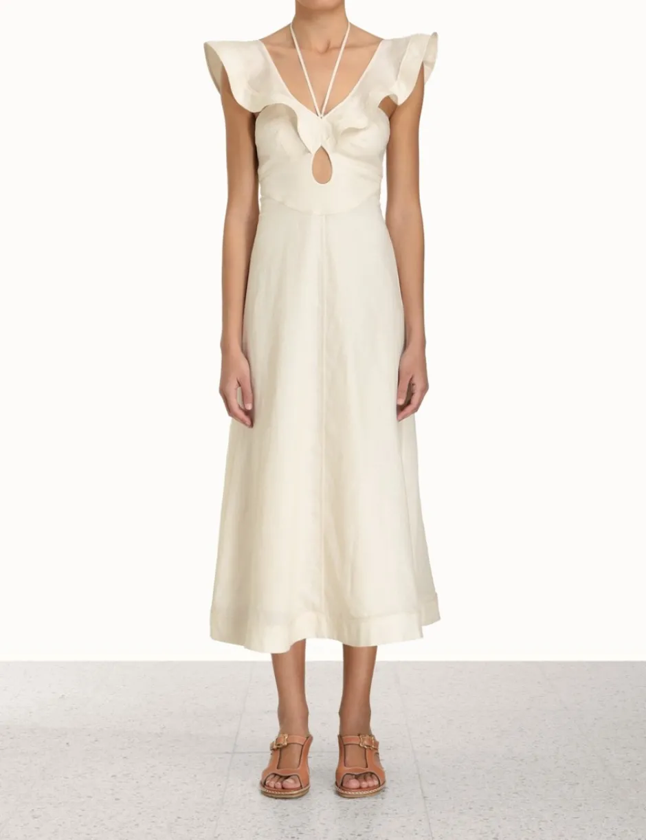 New ZIMMERMANN Halcyon Flutter Midi Dress