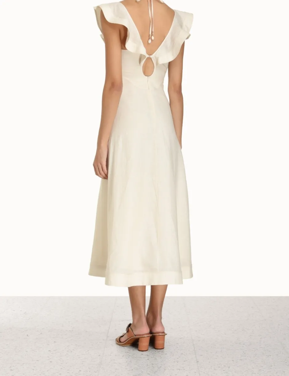 New ZIMMERMANN Halcyon Flutter Midi Dress