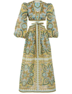Hot ZIMMERMANN Halcyon Tie Front Midi Dress