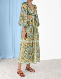 Hot ZIMMERMANN Halcyon Tie Front Midi Dress