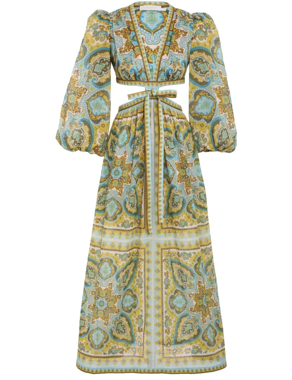 Discount ZIMMERMANN Halcyon Tie Front Midi Dress