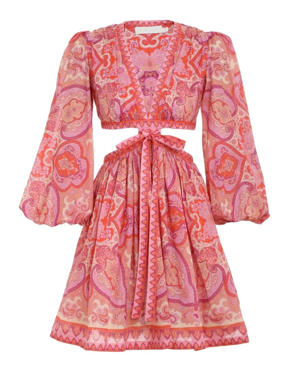 Clearance ZIMMERMANN Halcyon Tie Front Mini Dress