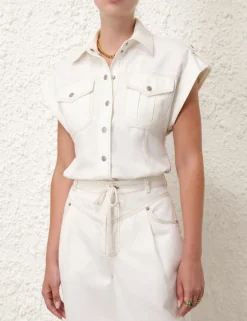 Online ZIMMERMANN Junie Denim Utility Shirt