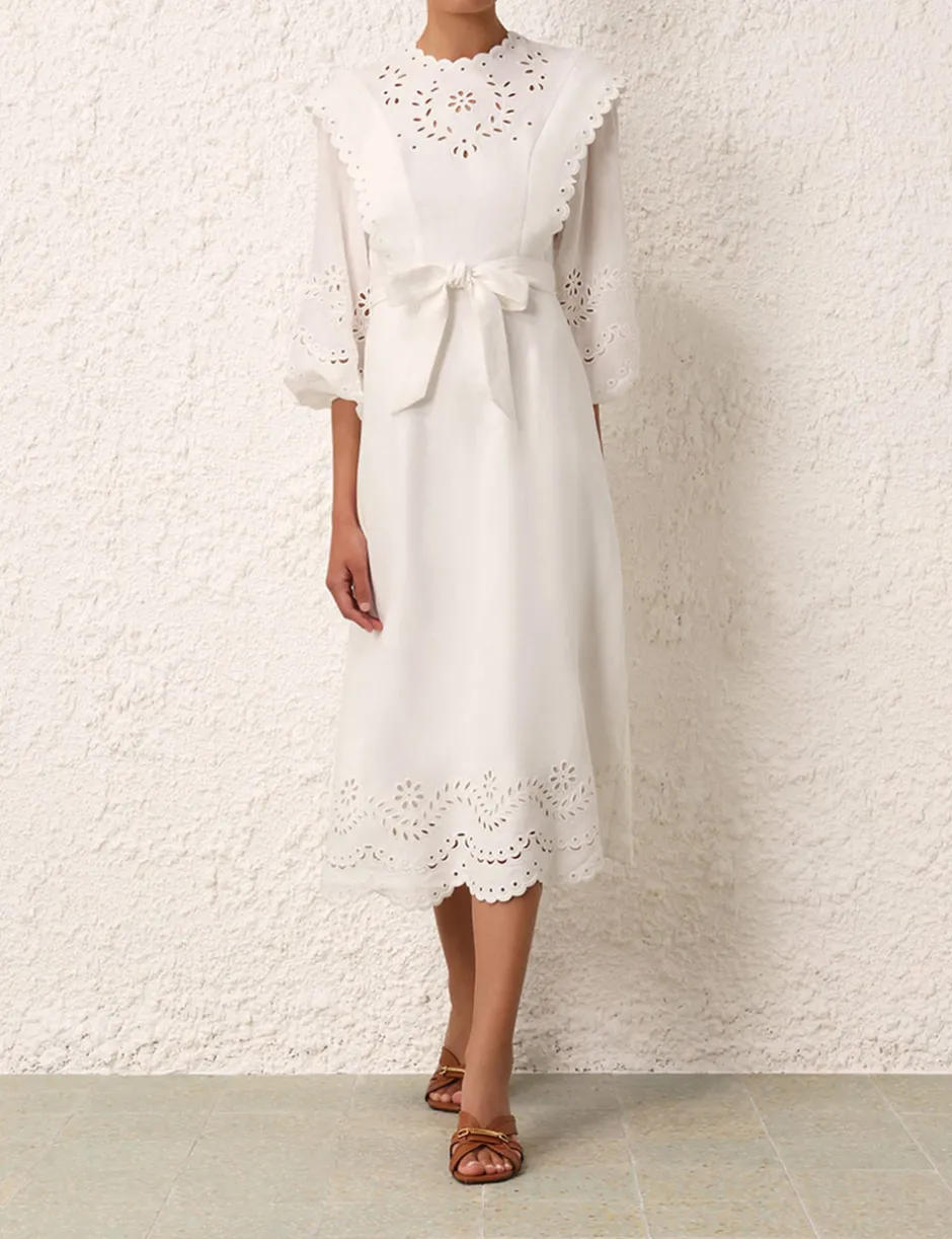 ZIMMERMANN Junie Embroidered Midi Dress