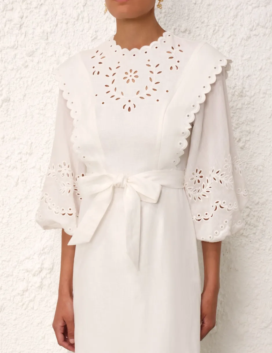 ZIMMERMANN Junie Embroidered Midi Dress