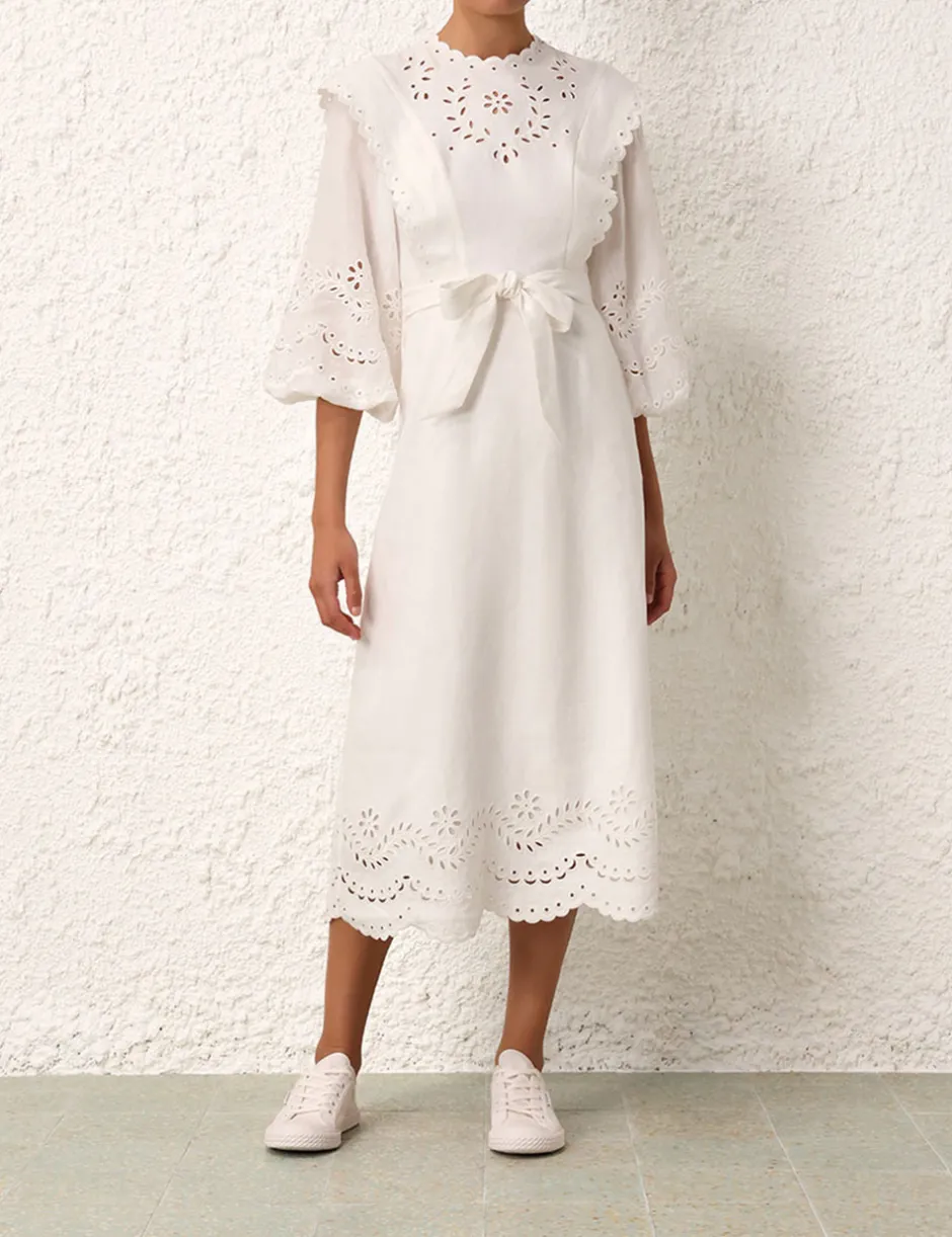ZIMMERMANN Junie Embroidered Midi Dress