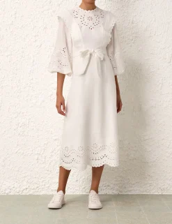 New ZIMMERMANN Junie Embroidered Midi Dress
