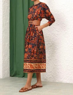 Discount ZIMMERMANN Junie Long Sleeve Midi Dress