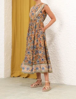 Online ZIMMERMANN Junie Spliced Midi Dress