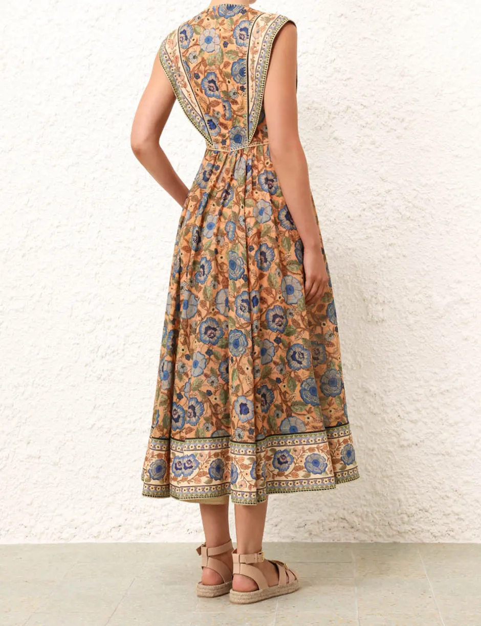 Online ZIMMERMANN Junie Spliced Midi Dress