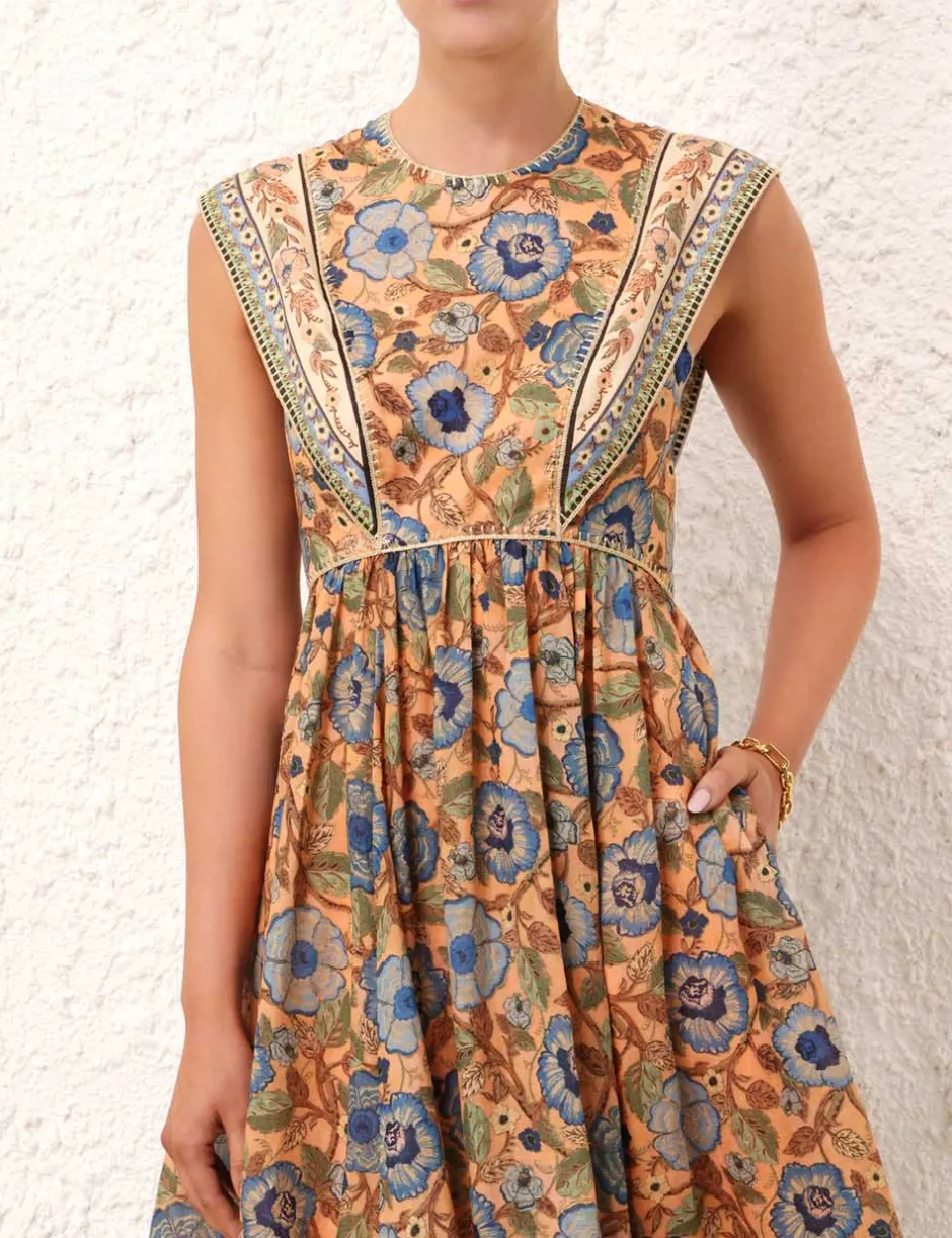 Online ZIMMERMANN Junie Spliced Midi Dress