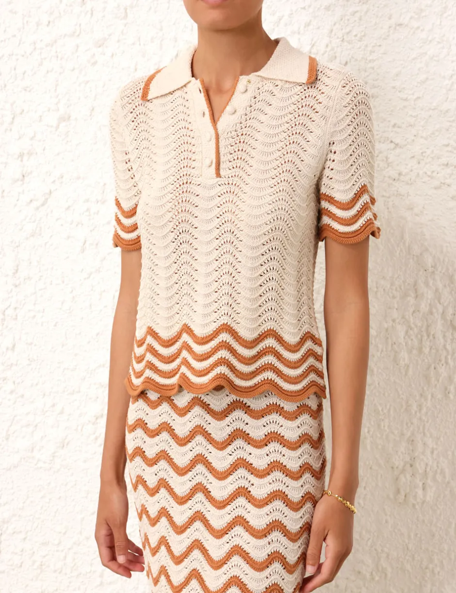Hot ZIMMERMANN Junie Textured Knit Polo