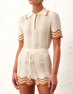 Hot ZIMMERMANN Junie Textured Knit Shorts