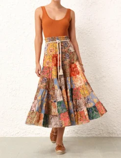 Online ZIMMERMANN Junie Tiered Midi Skirt