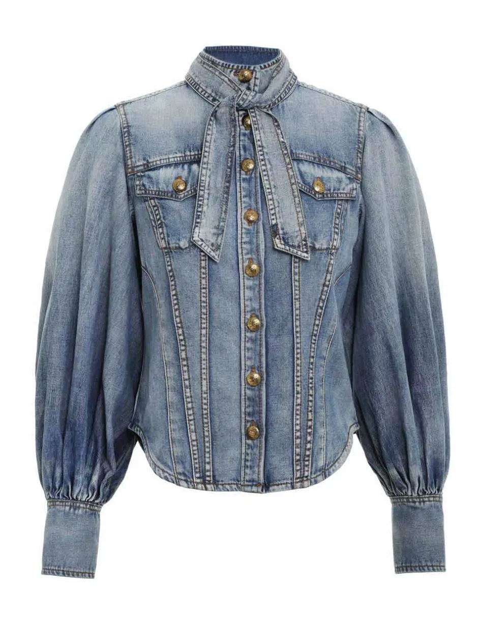 Best ZIMMERMANN Luminosity Denim Corset Shirt