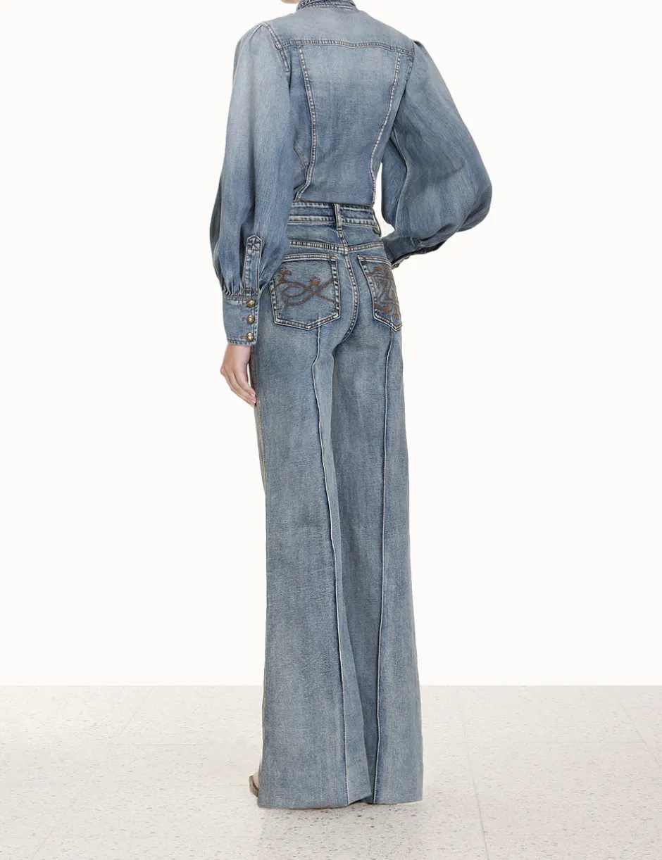 Best ZIMMERMANN Luminosity Denim Corset Shirt
