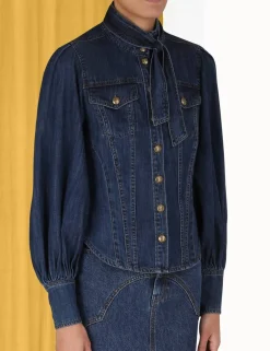 New ZIMMERMANN Luminosity Denim Corset Shirt