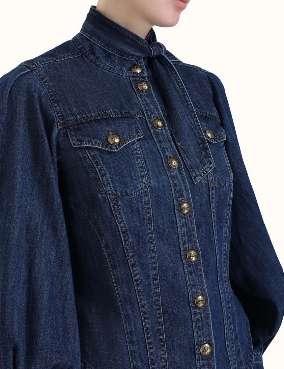 ZIMMERMANN Luminosity Denim Corset Shirt