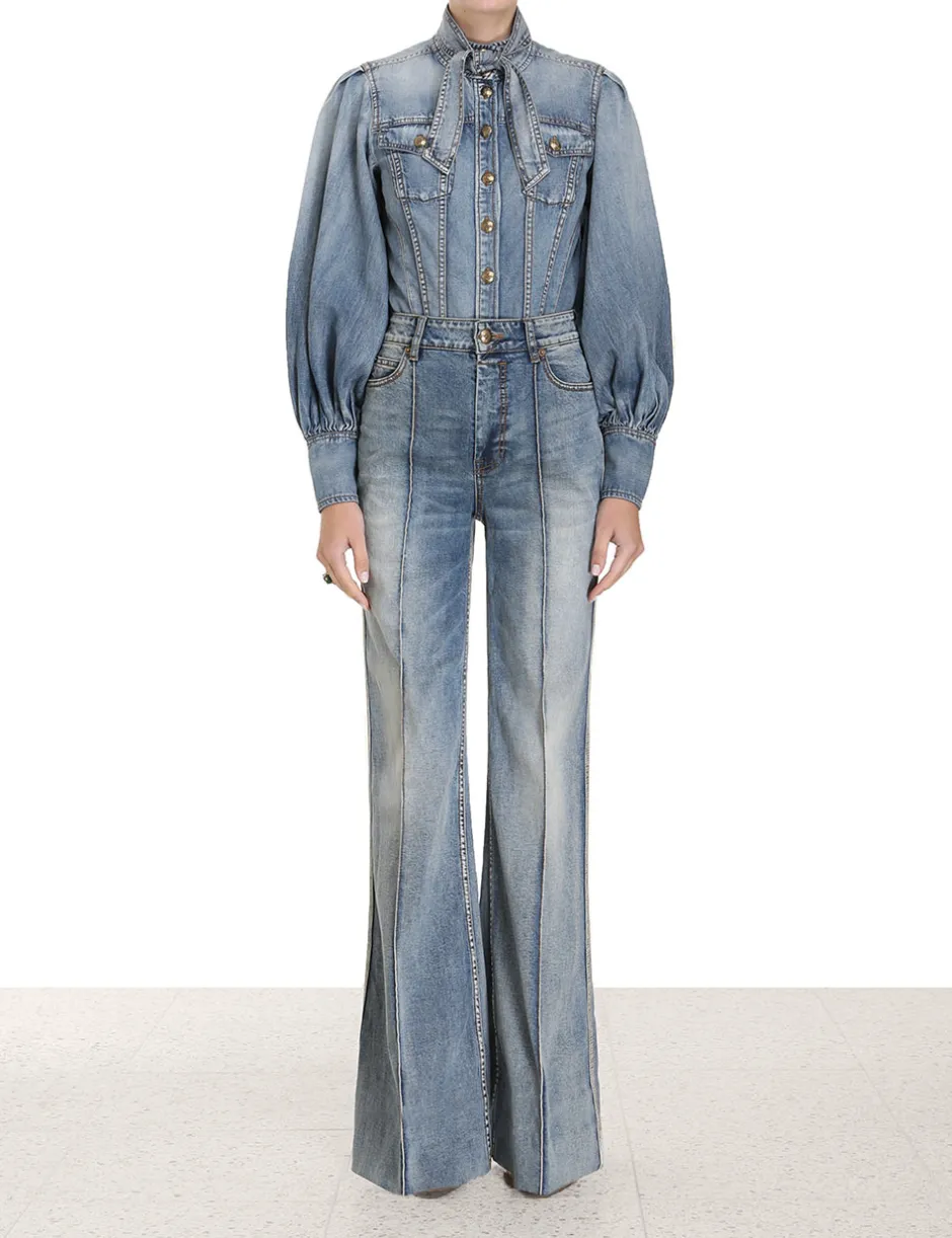 Hot ZIMMERMANN Luminosity Denim Corset Shirt