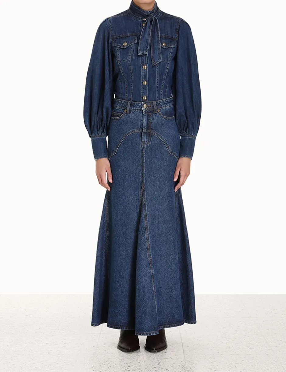Sale ZIMMERMANN Luminosity Denim Corset Shirt