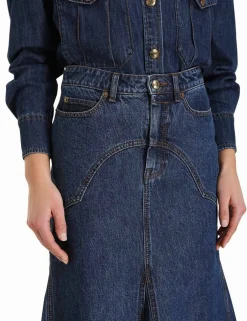 Clearance ZIMMERMANN Luminosity Denim Maxi Skirt