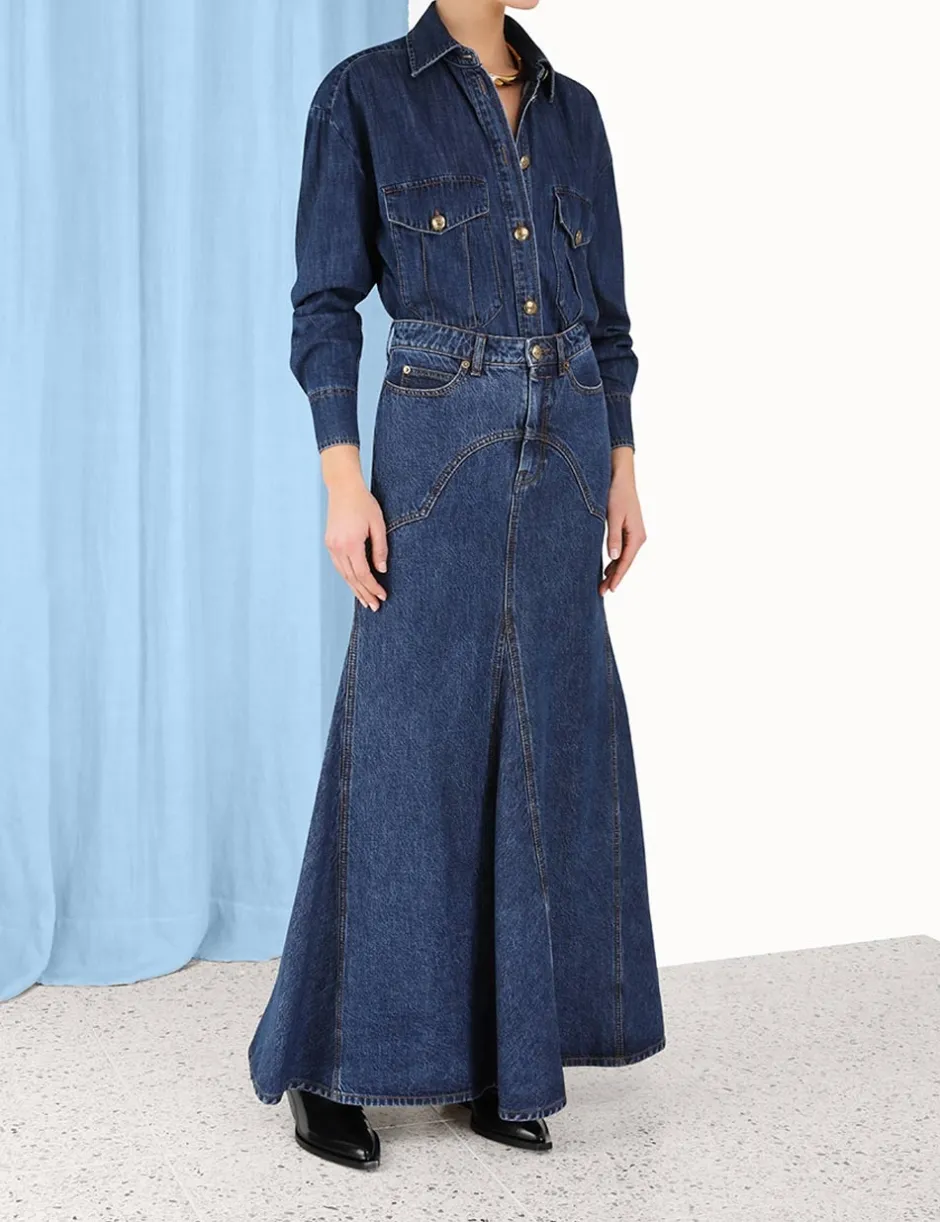 Best ZIMMERMANN Luminosity Denim Maxi Skirt
