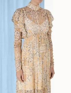 Online ZIMMERMANN Luminosity Gathered Midi Dress