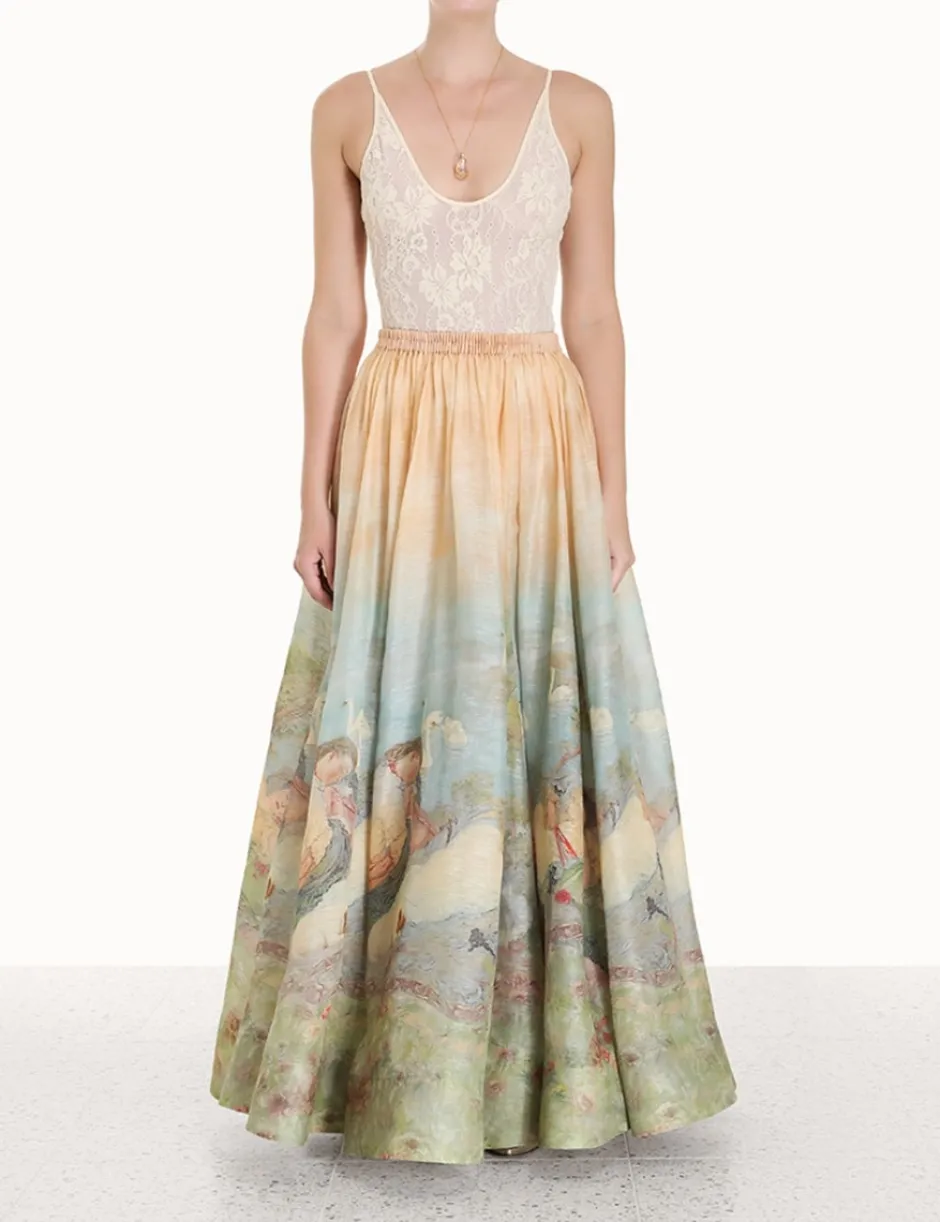 Sale ZIMMERMANN Luminosity Ruched Maxi Skirt