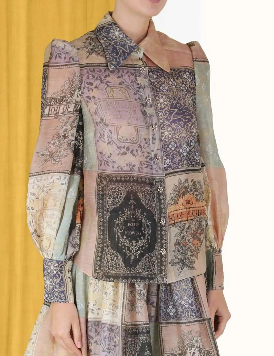 New ZIMMERMANN Lyrical Book Print Blouse