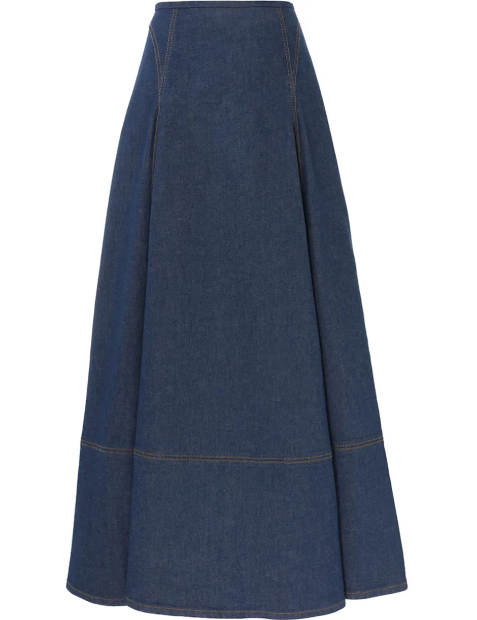 Clearance ZIMMERMANN Matchmaker Denim Flare Skirt