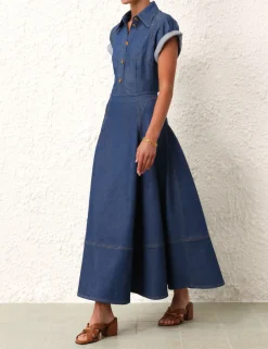 Clearance ZIMMERMANN Matchmaker Denim Flare Skirt