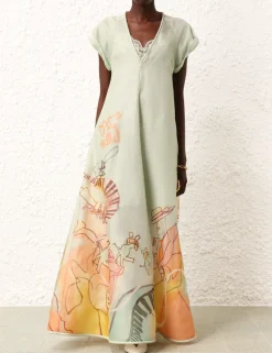 New ZIMMERMANN Matchmaker Poster V Neck Dress