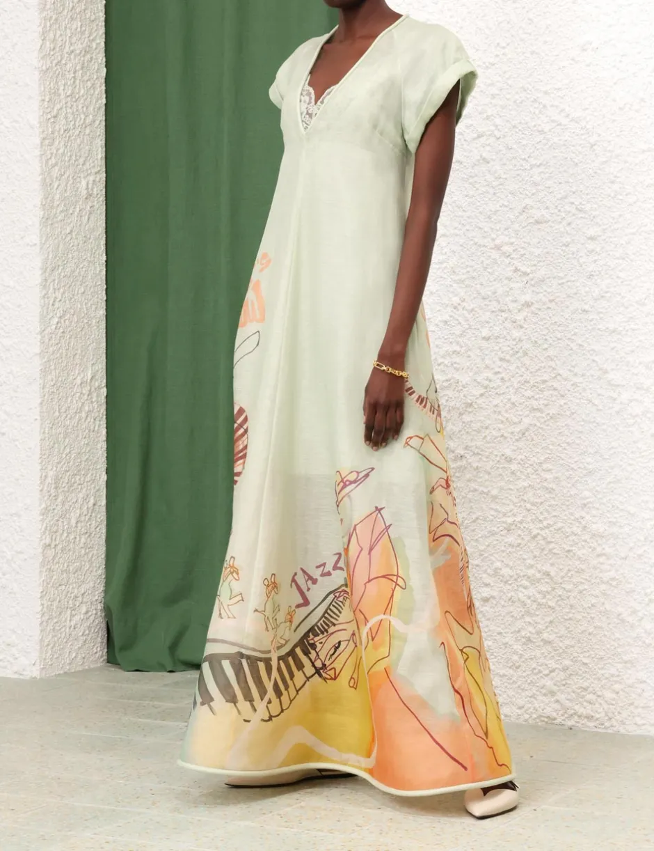 New ZIMMERMANN Matchmaker Poster V Neck Dress