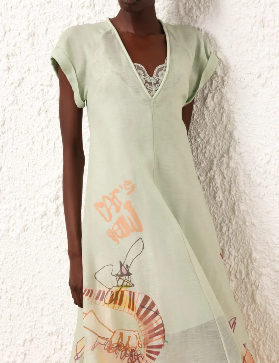 New ZIMMERMANN Matchmaker Poster V Neck Dress