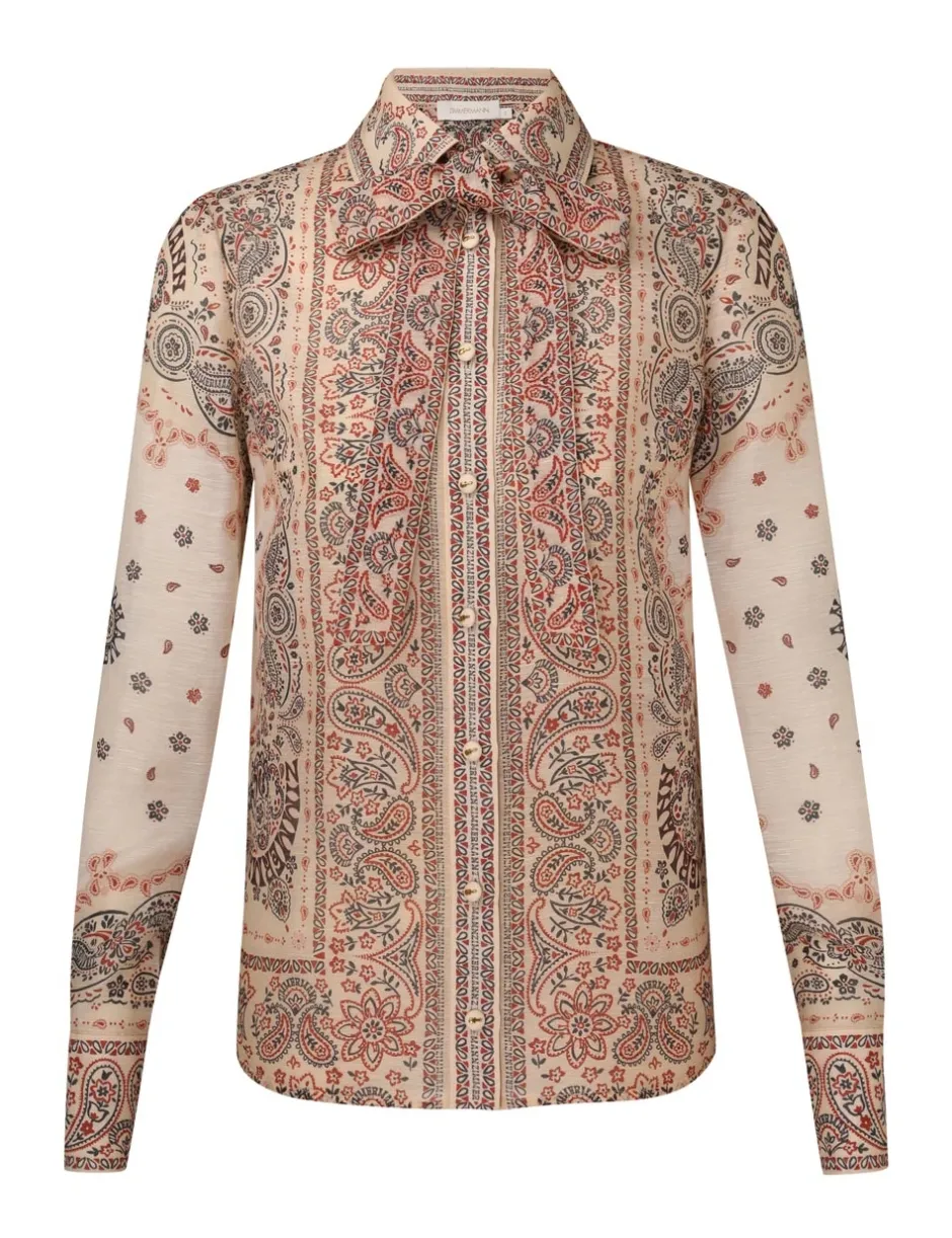 New ZIMMERMANN Matchmaker Tie Neck Blouse