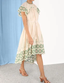 New ZIMMERMANN Raie Embroidered Dress