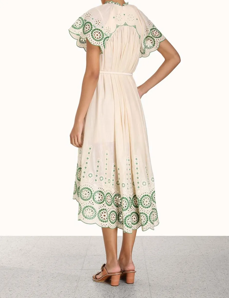 New ZIMMERMANN Raie Embroidered Dress