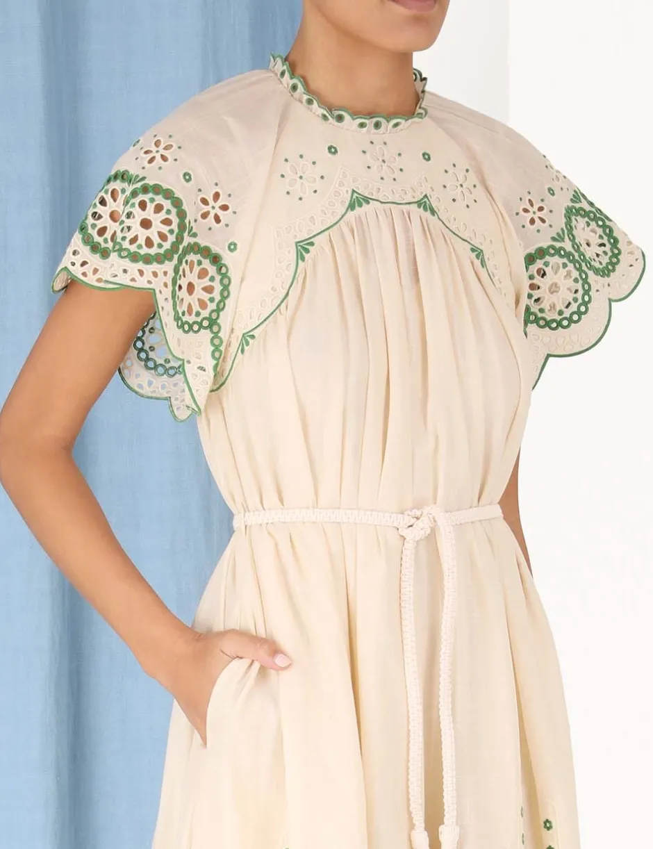 New ZIMMERMANN Raie Embroidered Dress