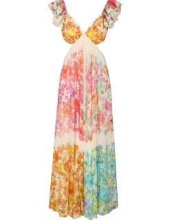 Hot ZIMMERMANN Raie Frill Shoulder Midi Dress