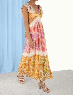 Sale ZIMMERMANN Raie Frill Shoulder Midi Dress