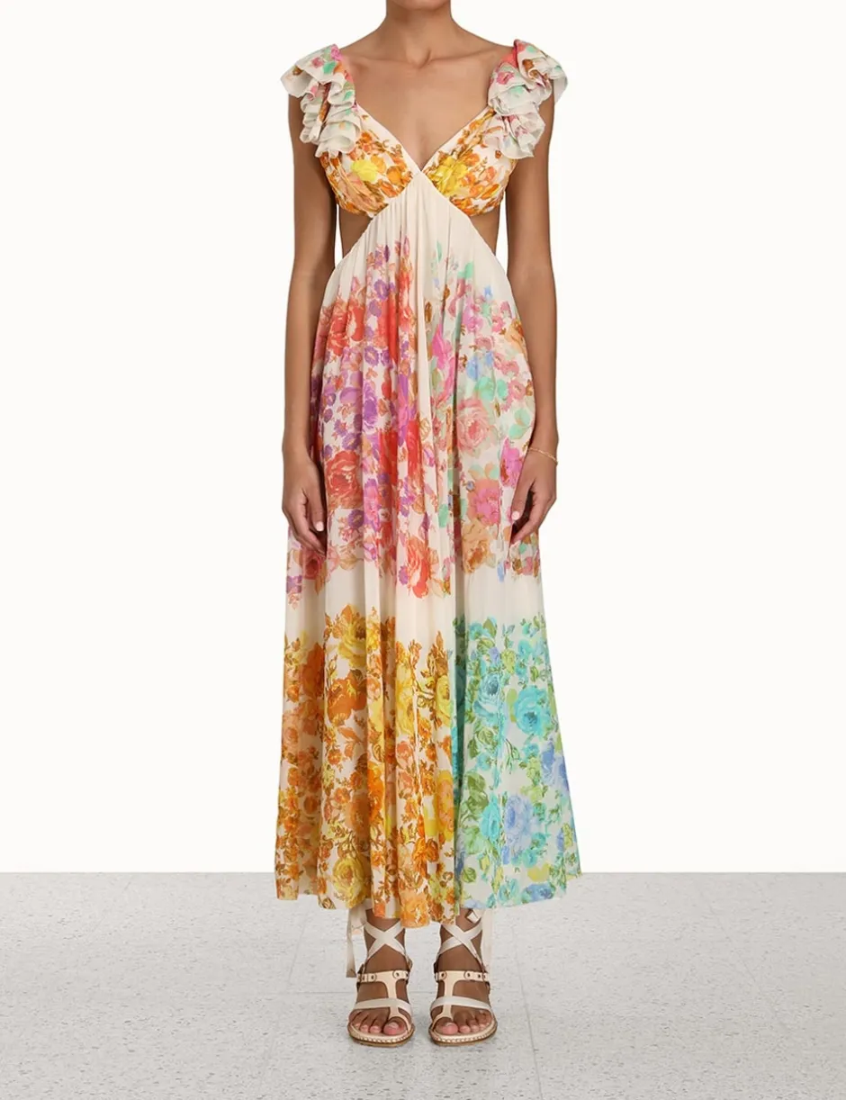 Sale ZIMMERMANN Raie Frill Shoulder Midi Dress